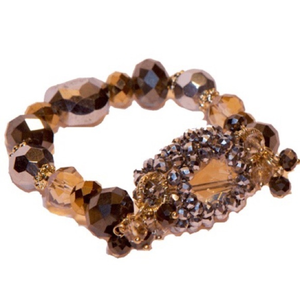 Gianna Beaded Crystal Bracelet In Rosegold